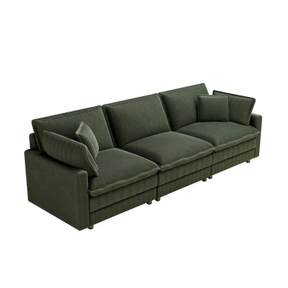 103  Corduroy Modern Classic 4-Seater Sofa with Deep Seat & 4 Pillows