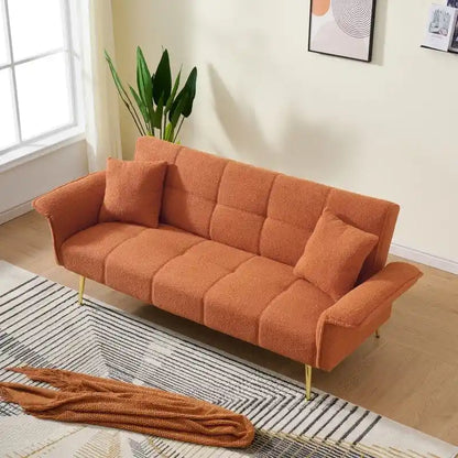 79.92  Teddy Velvet Upholstered Sofa Bed with Adjustable Back and Armrests