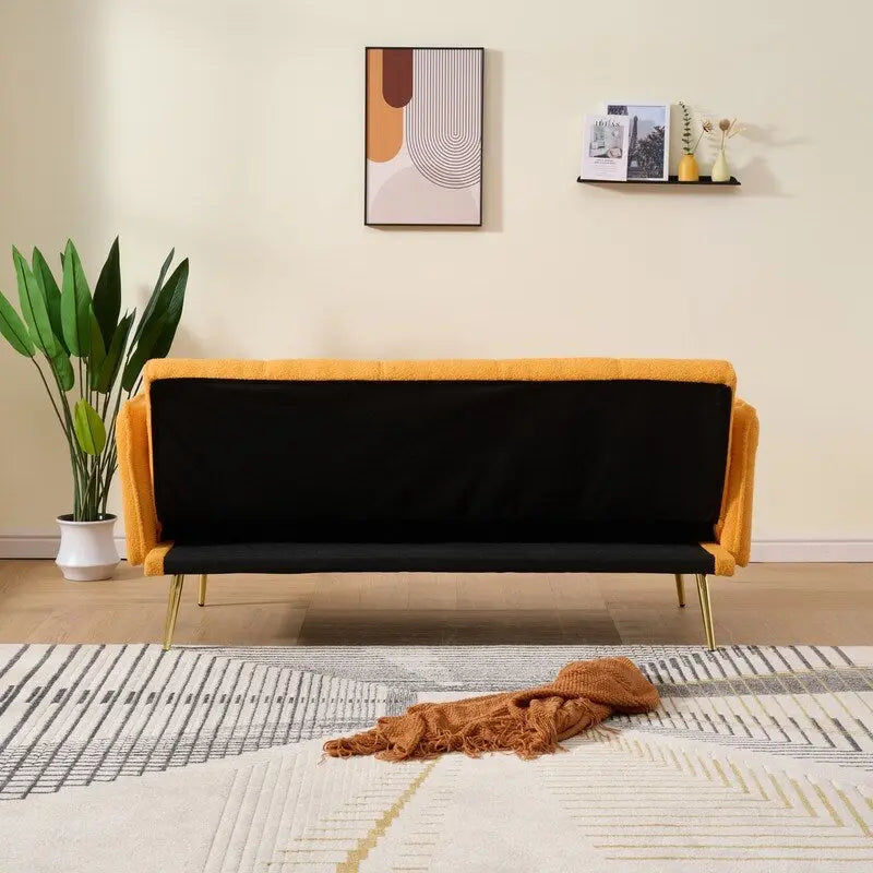 79.92  Teddy Velvet Upholstered Sofa Bed with Adjustable Back and Armrests