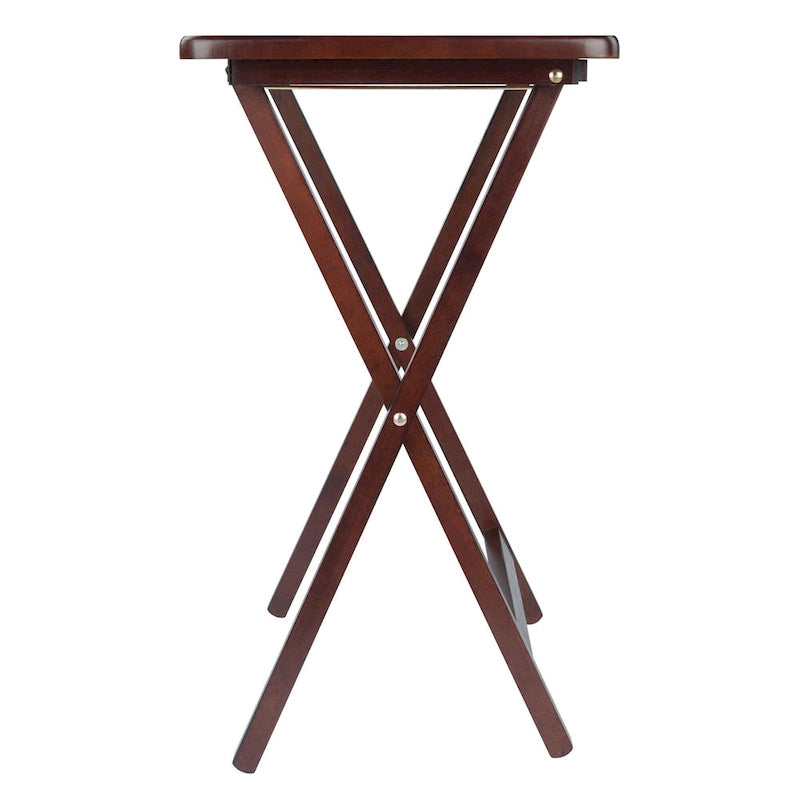 Set of 4 Rich Antique Walnut Folding Single Snack Tables 25.75