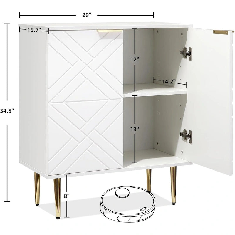 Madia Contenitore Moderna con 2 Ante, Credenza a Buffet per Cucina