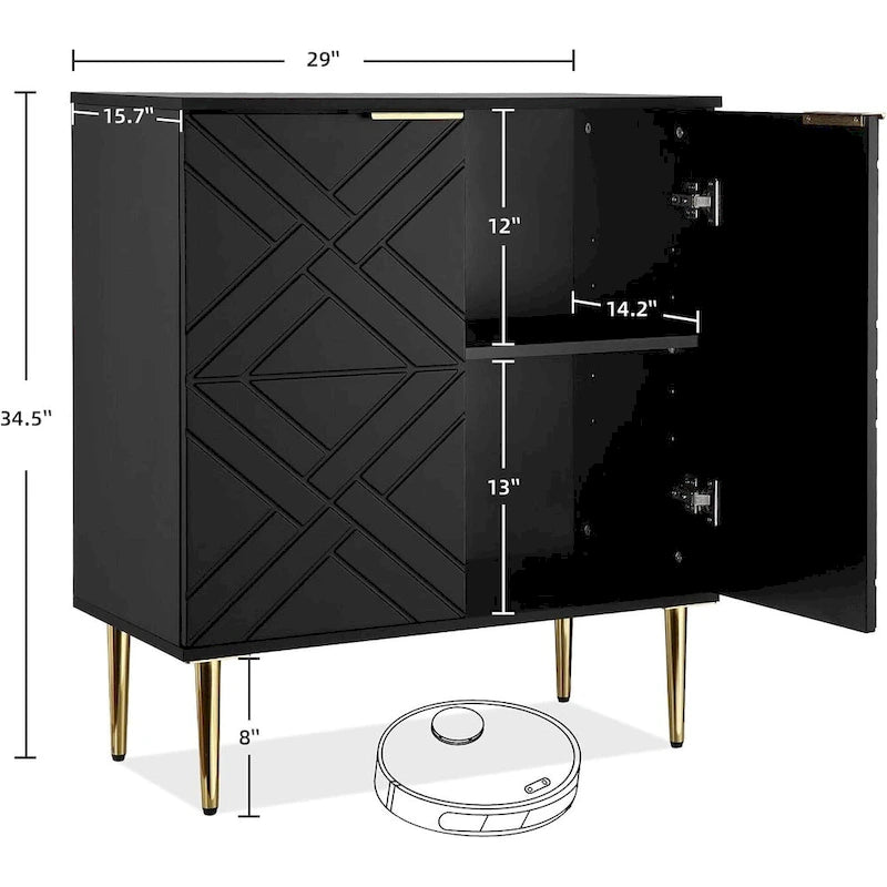 Madia Contenitore Moderna con 2 Ante, Credenza a Buffet per Cucina