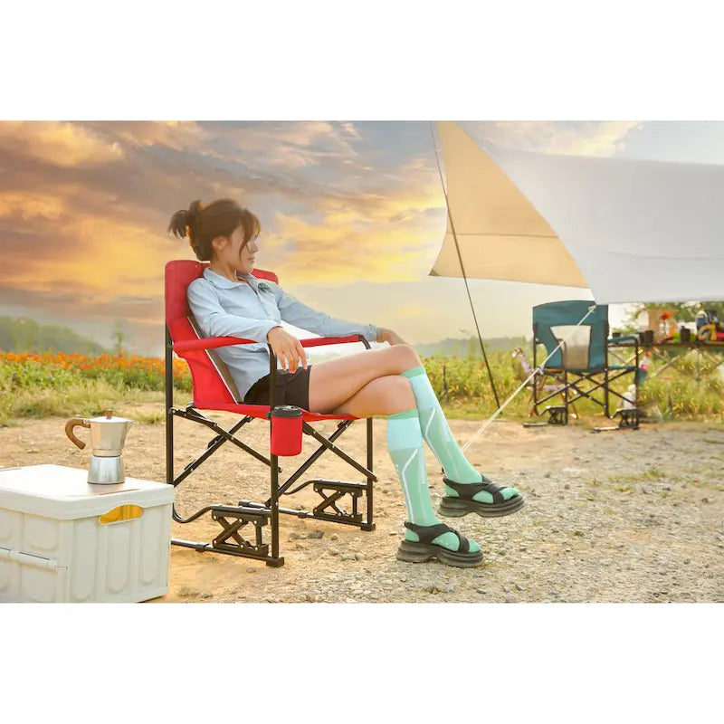 Outdoor Freestyle Rocker Camping Chair Portable Folding Rocking Chair With Solid (Excluding the table)