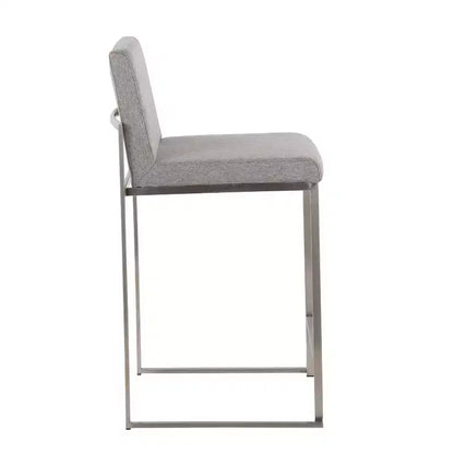 LumiSource Set of 3 Fuji High Back Counter Height Barstools Stainless Steel/Gray