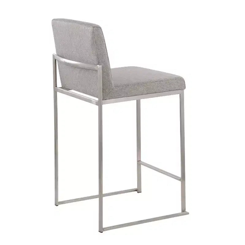 LumiSource Set of 3 Fuji High Back Counter Height Barstools Stainless Steel/Gray