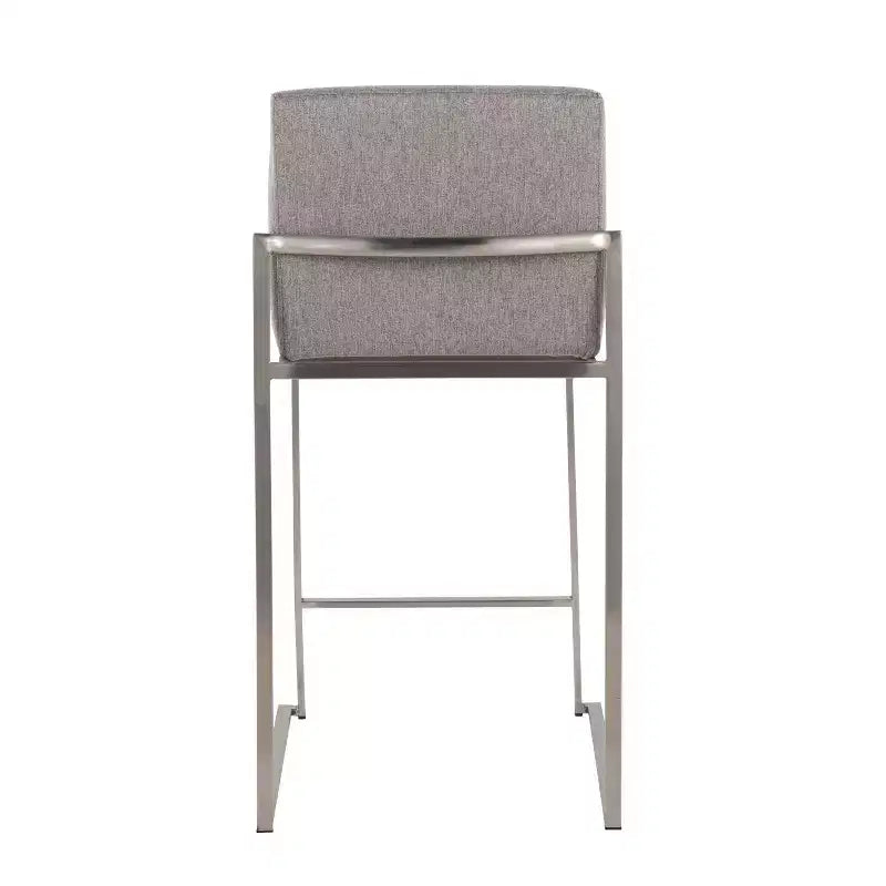 LumiSource Set of 3 Fuji High Back Counter Height Barstools Stainless Steel/Gray