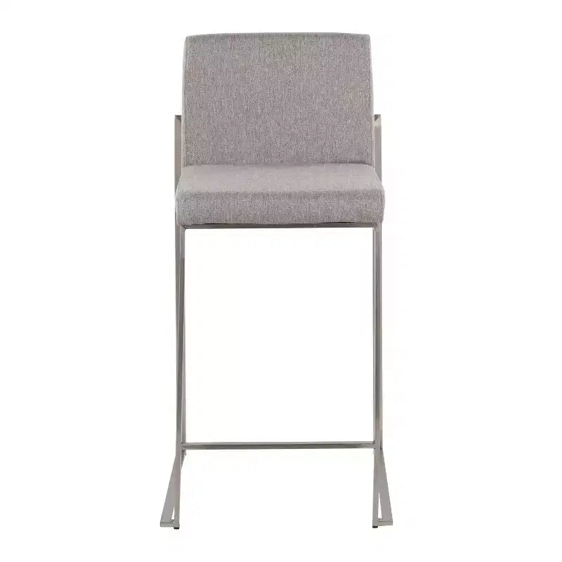LumiSource Set of 3 Fuji High Back Counter Height Barstools Stainless Steel/Gray