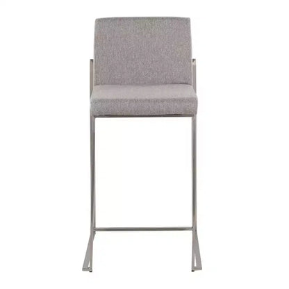 LumiSource Set of 3 Fuji High Back Counter Height Barstools Stainless Steel/Gray
