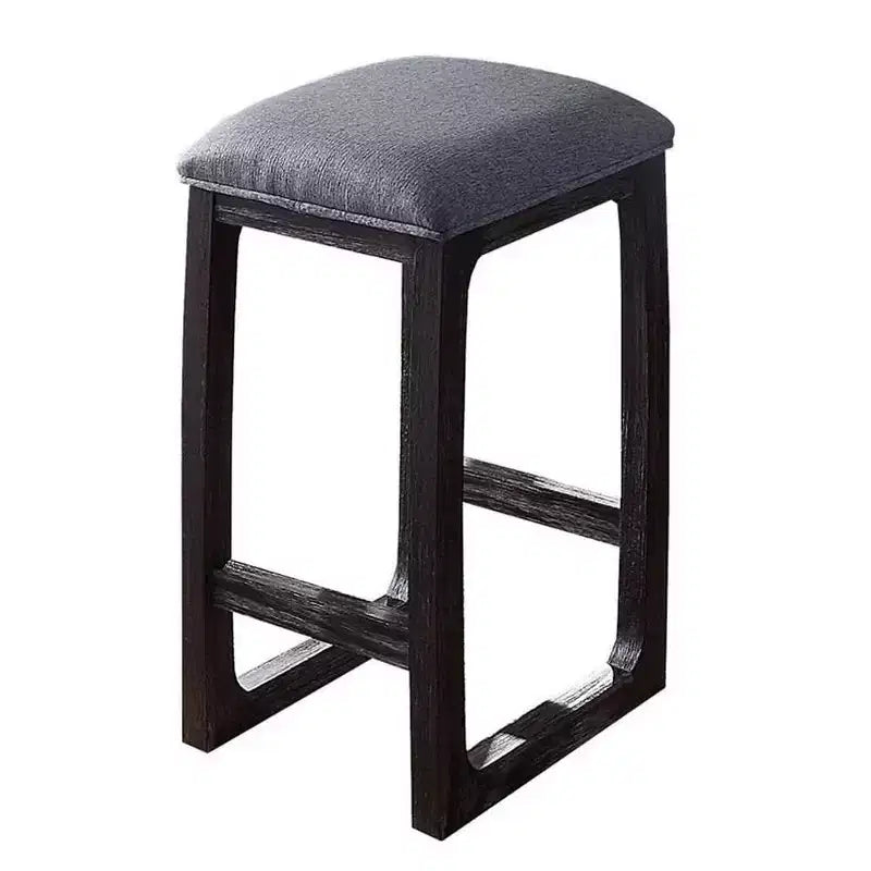 16" Razo Counter Height Barstool Fabric/Weathered Espresso - Acme Furniture: Linen Upholstered, Wood Base