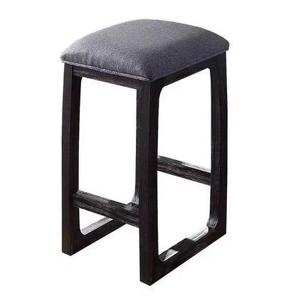 16" Razo Counter Height Barstool Fabric/Weathered Espresso - Acme Furniture: Linen Upholstered, Wood Base