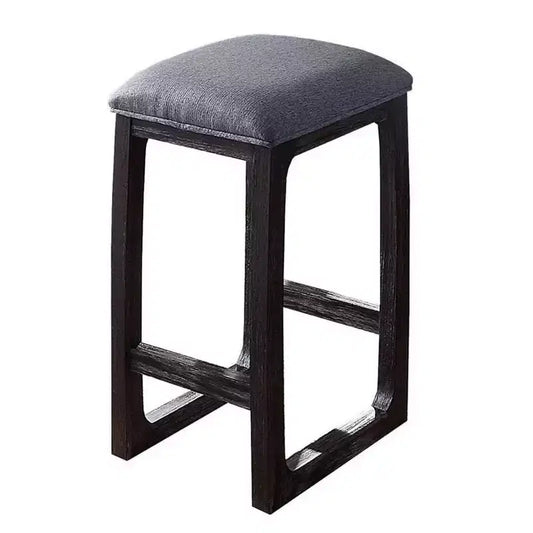 16" Razo Counter Height Barstool Fabric/Weathered Espresso - Acme Furniture: Linen Upholstered, Wood Base