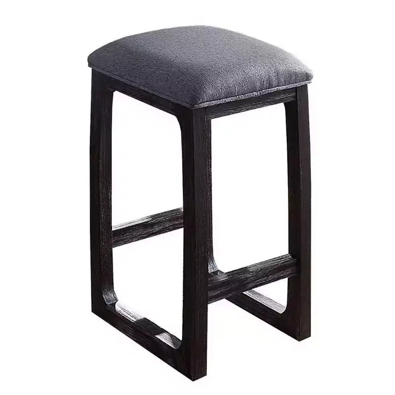 Sgabello da bar da 40 cm Razo, altezza bancone, tessuto/espresso invecchiato - Acme Furniture: Rivestito in lino, base in legno