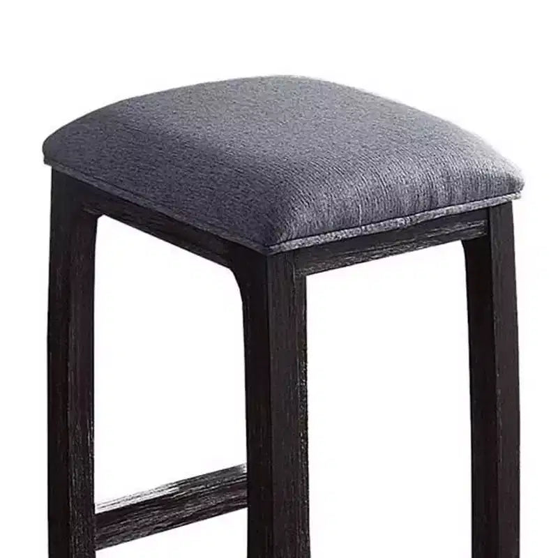 Sgabello da bar da 40 cm Razo, altezza bancone, tessuto/espresso invecchiato - Acme Furniture: Rivestito in lino, base in legno