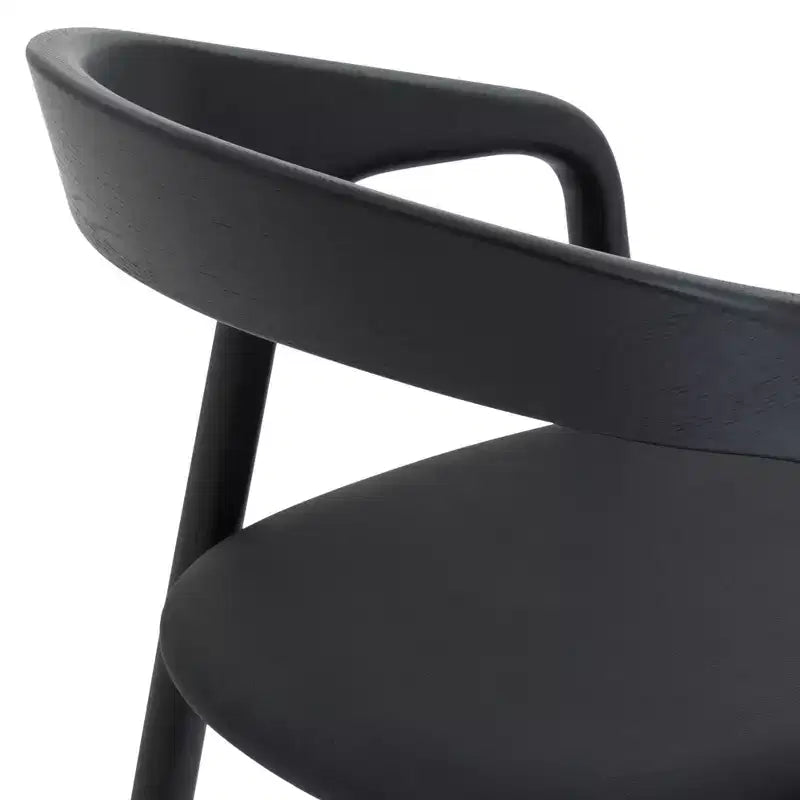 Armen Living Apache Wood and Faux Leather Barstool Black Oak