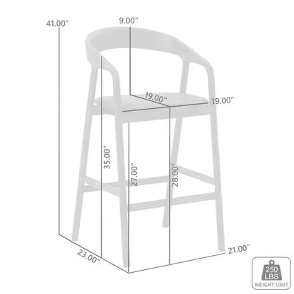 Armen Living Apache Wood and Faux Leather Barstool Black Oak