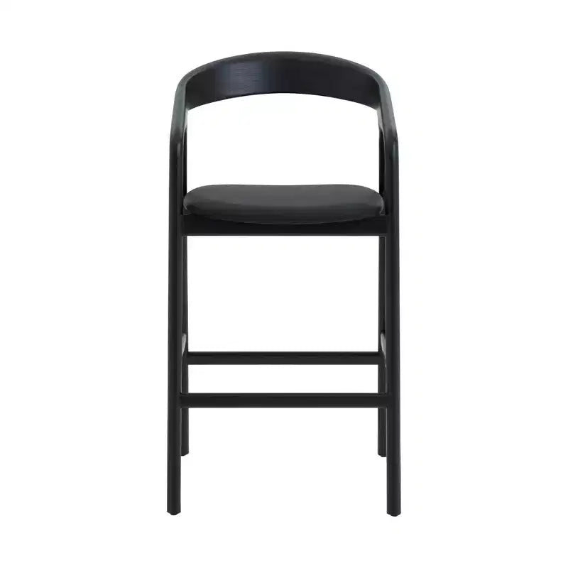 Armen Living Apache Wood and Faux Leather Barstool Black Oak