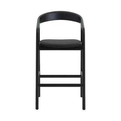 Armen Living Apache Wood and Faux Leather Barstool Black Oak