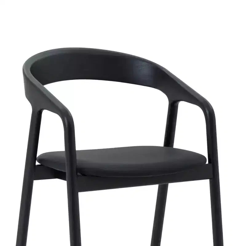 Armen Living Apache Wood and Faux Leather Barstool Black Oak