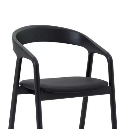 Armen Living Apache Wood and Faux Leather Barstool Black Oak