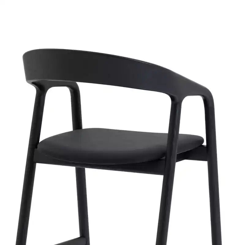Armen Living Apache Wood and Faux Leather Barstool Black Oak