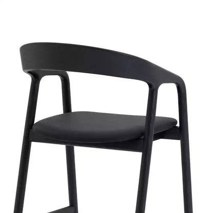 Armen Living Apache Wood and Faux Leather Barstool Black Oak