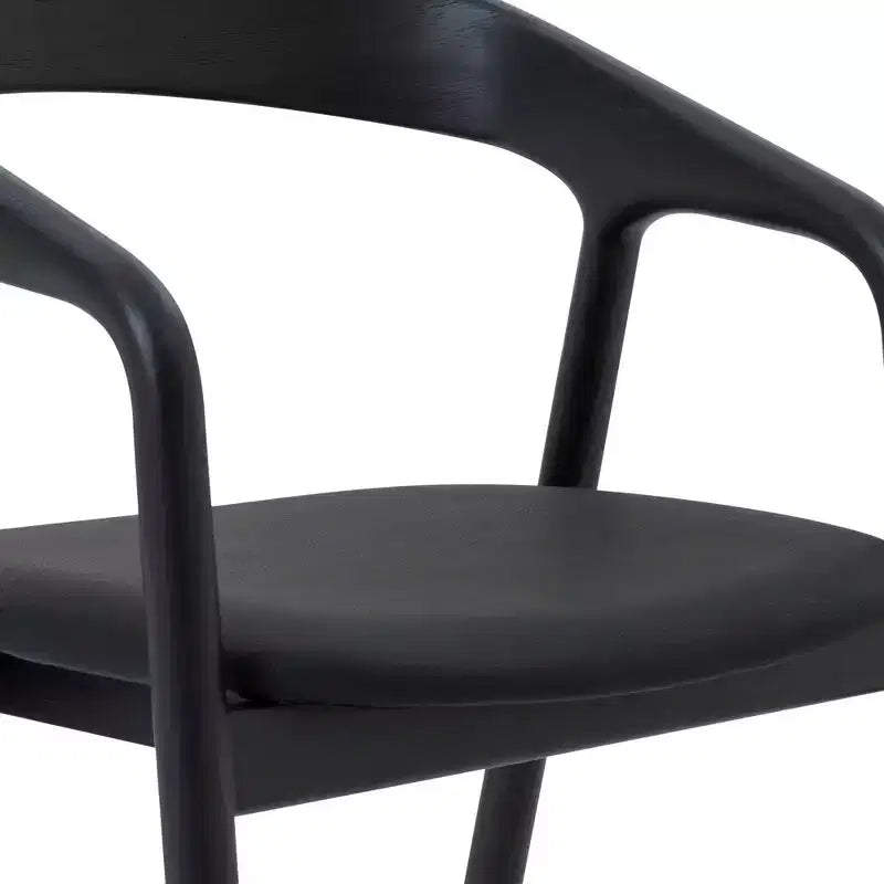 Armen Living Apache Wood and Faux Leather Barstool Black Oak