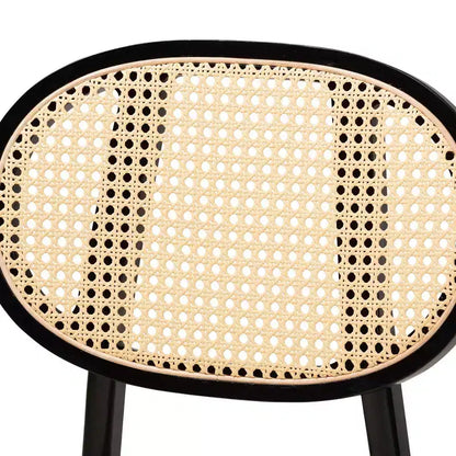 Baxton Studio 2pc Darrion Fabric and Wood Dining Chairs Cream/Black/Light Brown: Polyester Upholstery, Rubberwood Frame