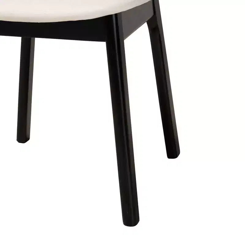 Baxton Studio 2pc Darrion Fabric and Wood Dining Chairs Cream/Black/Light Brown: Polyester Upholstery, Rubberwood Frame
