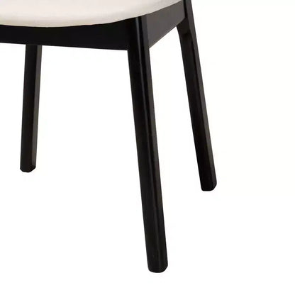 Baxton Studio 2pc Darrion Fabric and Wood Dining Chairs Cream/Black/Light Brown: Polyester Upholstery, Rubberwood Frame