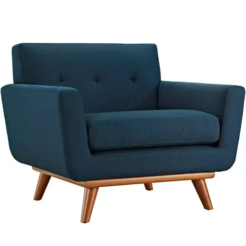 Poltrona e Pouf Engage 2pz Azure - Modway: Comodo Set Seduta Imbottito, Montaggio Senza Attrezzi