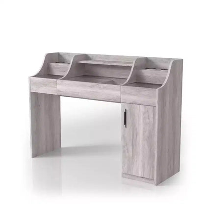 24/7 Shop At Home 49" Peacemeld Contemporary 3 Drawer Makeup Vanity Table with Glass Top Coastal White: Bedroom Vanity with Ample Storage