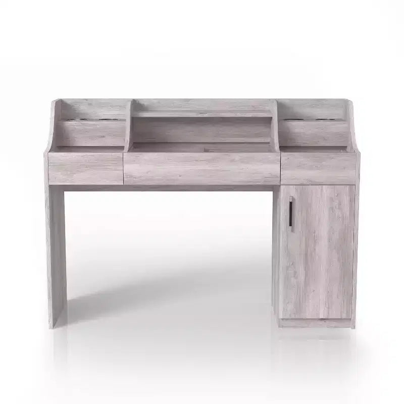 24/7 Shop At Home 49" Peacemeld Tavolo da trucco contemporaneo a 3 cassetti con piano in vetro Coastal White: Toeletta da camera con ampio spazio di archiviazione