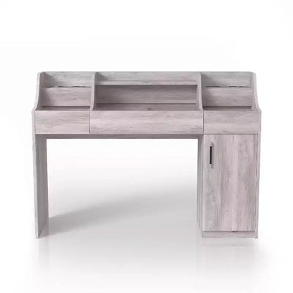 24/7 Shop At Home 49" Peacemeld Tavolo da trucco contemporaneo a 3 cassetti con piano in vetro Coastal White: Toeletta da camera con ampio spazio di archiviazione