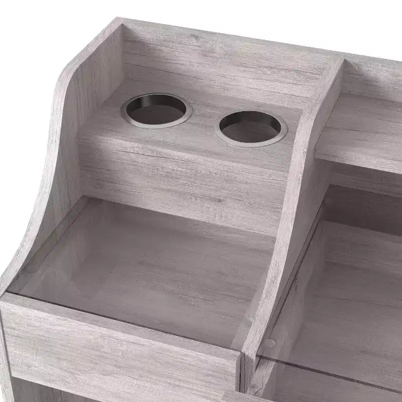 24/7 Shop At Home 49" Peacemeld Tavolo da trucco contemporaneo a 3 cassetti con piano in vetro Coastal White: Toeletta da camera con ampio spazio di archiviazione