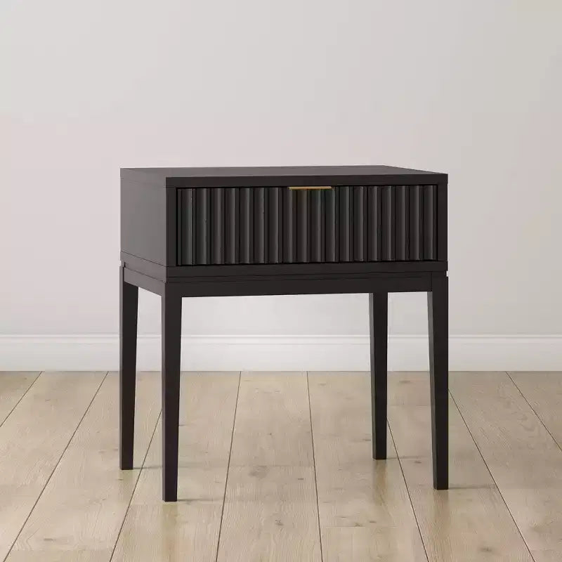 Nathan James Jasper Wood Fluted Nightstand Black