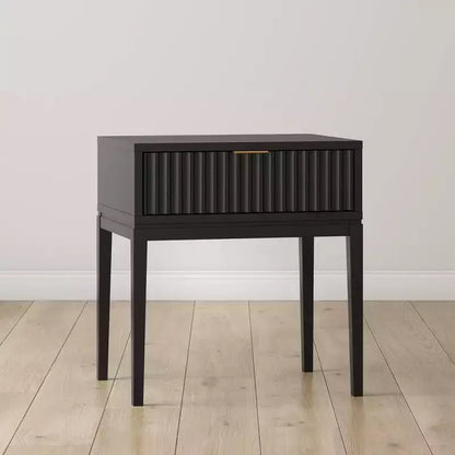 Nathan James Jasper Wood Fluted Nightstand Black