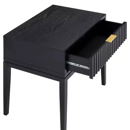 Nathan James Jasper Wood Fluted Nightstand Black