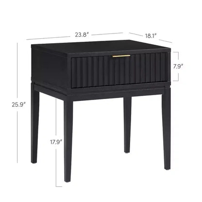 Nathan James Jasper Wood Fluted Nightstand Black
