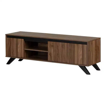 South Shore Flam TV Stand for TVs up to 60" Natural Walnut: Laminated Particle Board Media Console