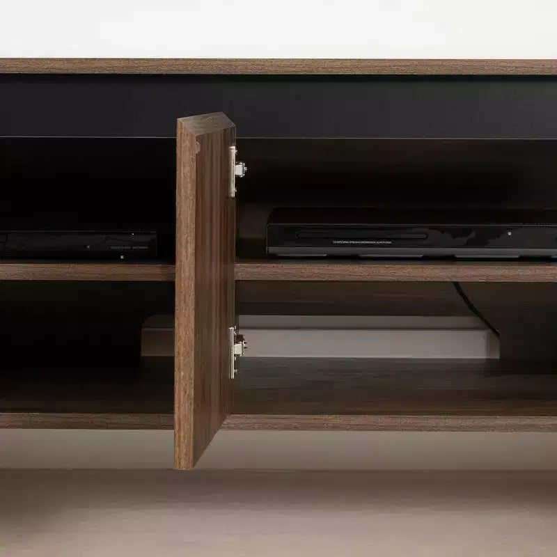 South Shore Flam TV Stand for TVs up to 60" Natural Walnut: Laminated Particle Board Media Console