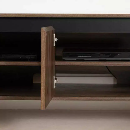 South Shore Flam TV Stand for TVs up to 60" Natural Walnut: Laminated Particle Board Media Console