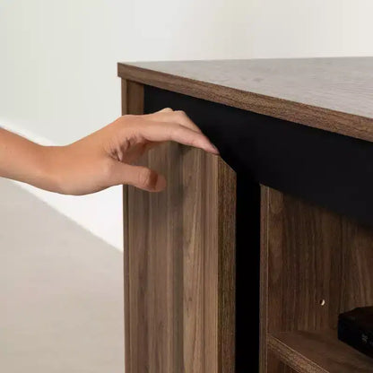 South Shore Flam TV Stand for TVs up to 60" Natural Walnut: Laminated Particle Board Media Console