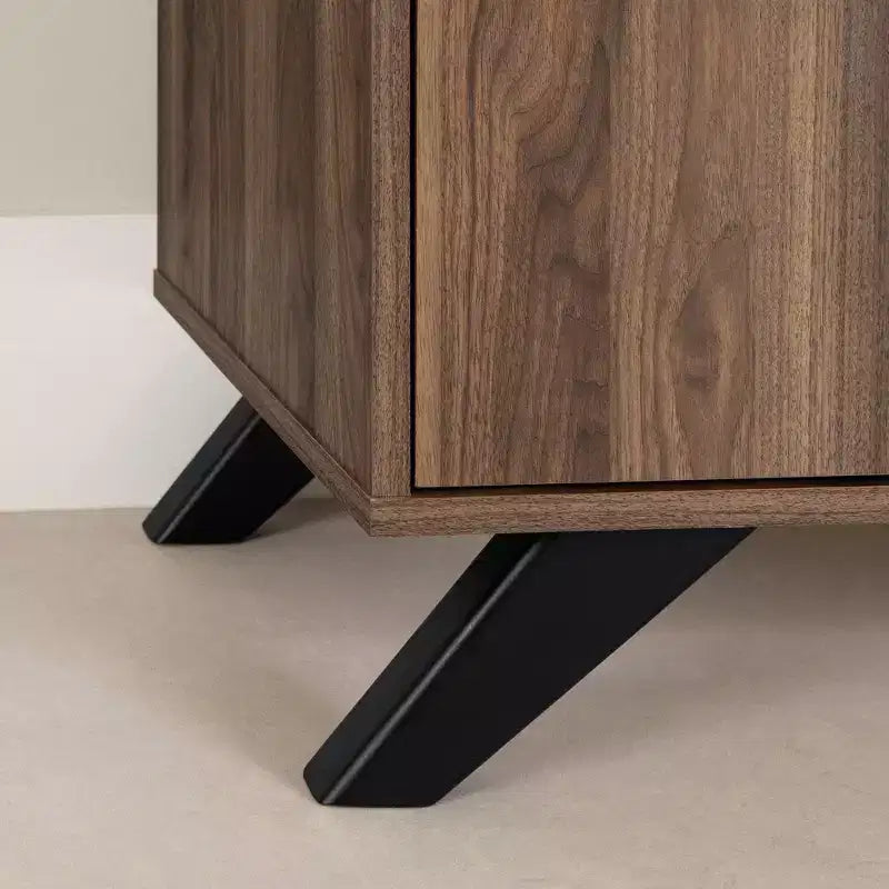 South Shore Flam TV Stand for TVs up to 60" Natural Walnut: Laminated Particle Board Media Console