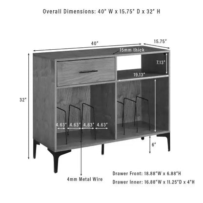 Crosley 40" Sydney Mobile TV Porta Dischi Noce: Porta Vinili, Mobile Multimediale con Ripiani Aperti