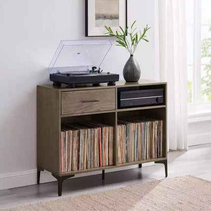 Crosley 40" Sydney Mobile TV Porta Dischi Noce: Porta Vinili, Mobile Multimediale con Ripiani Aperti