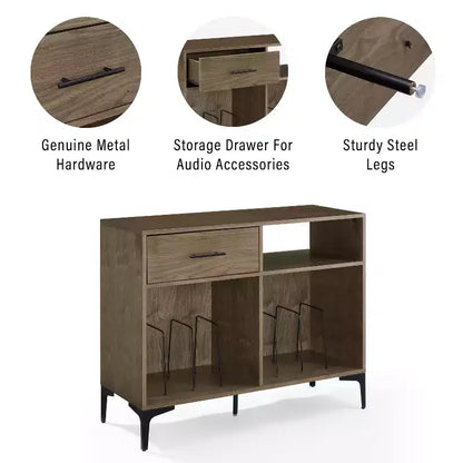Crosley 40" Sydney Mobile TV Porta Dischi Noce: Porta Vinili, Mobile Multimediale con Ripiani Aperti
