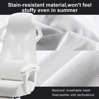 GTRACING Gaming Chair Mesh Computer Chair Ergonomic Recliner with Footrest White