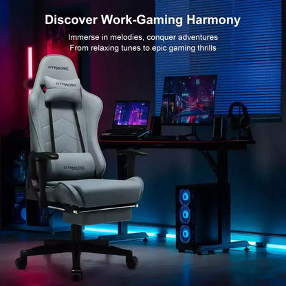 GTRACING Gaming Chair with Footres Ergonomic Recliner Office Chair with Lumbar Support Blue