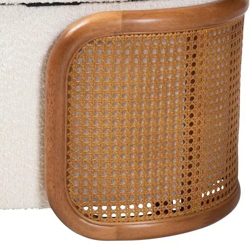 Baxton Studio Basira Boucle Fabric Storage Bench: Lift-Top, Oval, Japandi Style