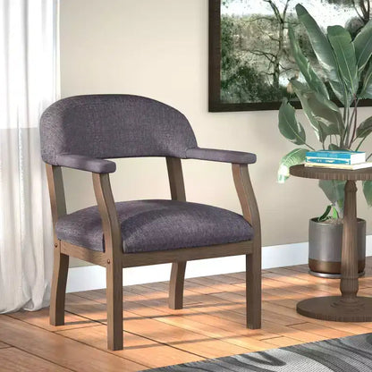 Boss Office Products Sedia da Capitano Moderna Grigio Ardesia: Sedia da Scrivania Imbottita, Struttura in Legno, Rivetti Decorativi